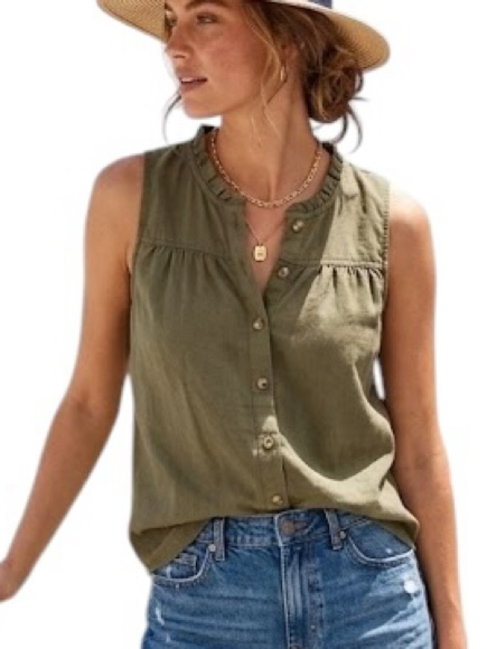 NWT Sonoma Linen Blend Sleeveless Top
